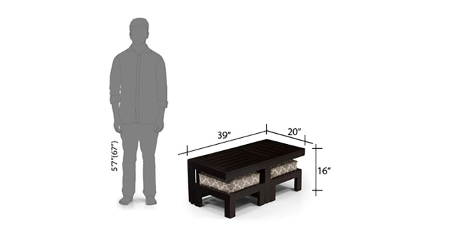 Caffino Coffee Table Set(Ebony&Morocco Lattice Beige)